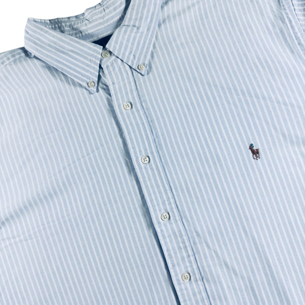 Polo Ralph Lauren Button Down Mens 3XLT Light Blue Striped Classic Fit Oxford